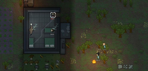 Two new colonists have joined our miserable pair. Feeb is a hunter, and Agerra T’rel, well, she's escaped from a band of raiders who've been raiding us, too. She's also Lord's long-lost wife. And a game developer. And she has Alzheimer's. Oh, and she's a nudist. Anyway, her arrival brought a raider to attack us. Feeb valiantly killed him but was injured in the melee. As she hobbled to bed, Lord and Agerra had a chance to catch up with each other (as much as a couple can when one has no memory). Henry slept through the whole thing.