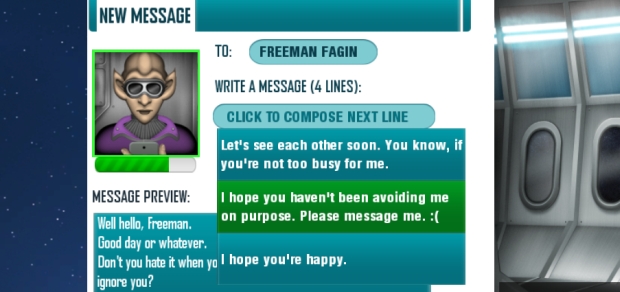 More games should allow you to send passive aggressive messages.